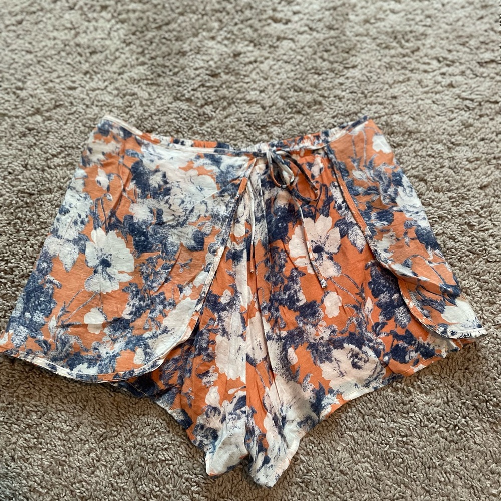 Orange and blue floral skort